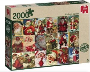 Vintage Kerstmannen Santa's; legpuzzel 2000 stukjes thema Kerstmis; Kerstpuzzels