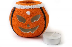 Halloween pompoen knutselpakket van foam clay; Waxinelichthouder maken als Halloween decoratie