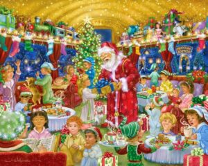 Kerstman en kinderen - diamond painting Kerstmis