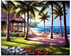 Diamont painting palmboom hangmat
