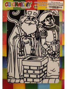 Sint en Piet bij schoorsteen colorvelvet - Sinterklaas versiering knutselen