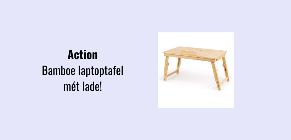 Functionele bamboe laptoptafel mét lade - Action