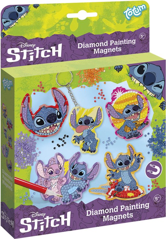 Totum diamond painting voor kinderen - Disney Stitch Totum magneten en sleutelhanger