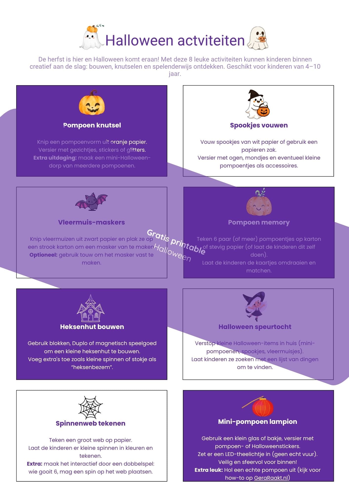 Gratis printable Halloween activiteiten voor kinderen -