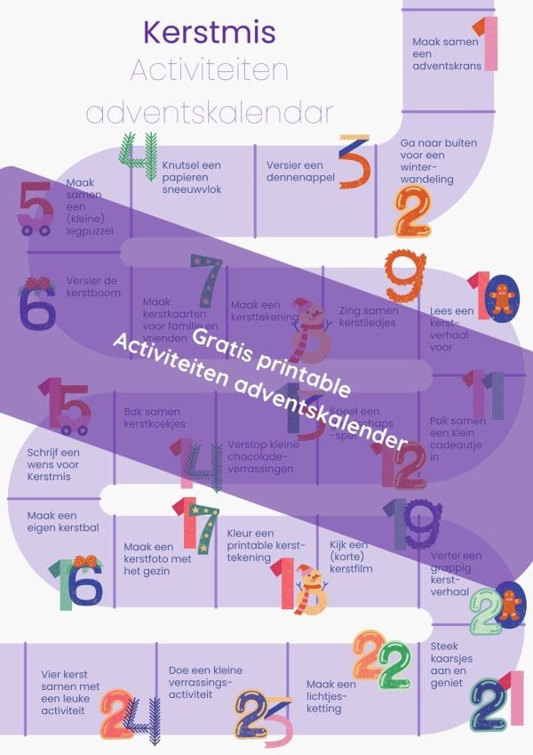Gratis printable - Activiteiten adventskalender kerstmis