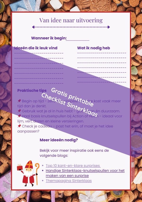 Sinterklaas surprise checklist - gratis printable
